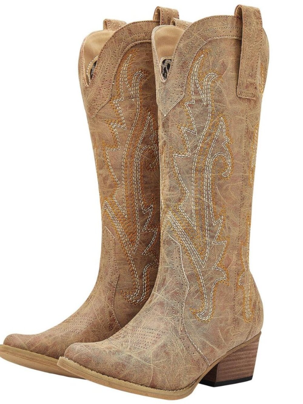 Rollda Cowboy Boots for Women Western Cowgirl Boots Mid Calf